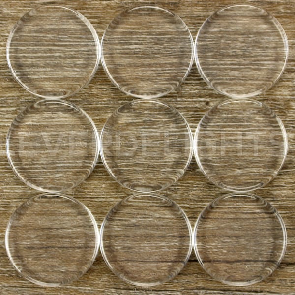 100 Pack - 1" Round Glass Tiles - Flat on Both Sides - Clear Tiles - For Photo Pendants Mosaics Trays  - 1 Inch - 25mm Tiles - 4mm Thick