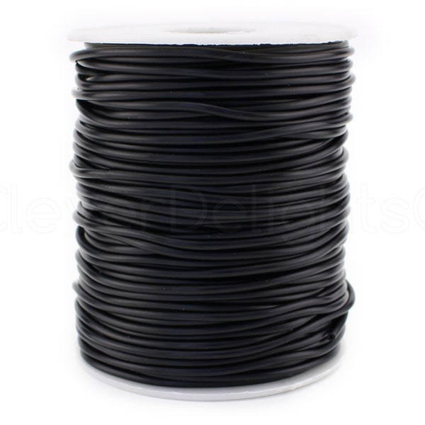 30 Ft - Solid Rubber Cord - 2mm (1/16") - Premium Black Rubber Cording - For Beading, Jewelry, Crafts, Necklaces