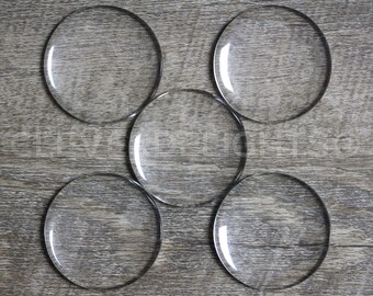 50 Pack - 40mm (1 9/16") Round Glass Cabochons - Clear Transparent Round Solid Glass Magnifying Cabs - 1 9/16 Inch