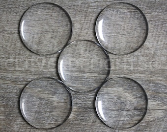 10 Pack - 40mm (1 9/16") Round Glass Cabochons - Clear Transparent Round Solid Glass Magnifying Cabs - 1 9/16 Inch