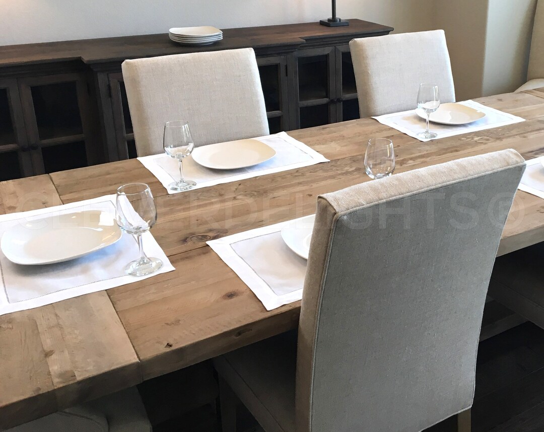 6 Pk White Hemstitch Placemats 14 X 20 55/45 Linen Cotton Blend Ladder