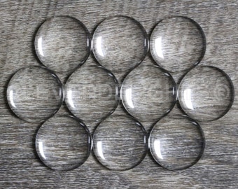 100 Pack - 20mm (3/4") Round Glass Cabochons - Clear Transparent Round Solid Glass Magnifying Cabs - 3/4 Inch