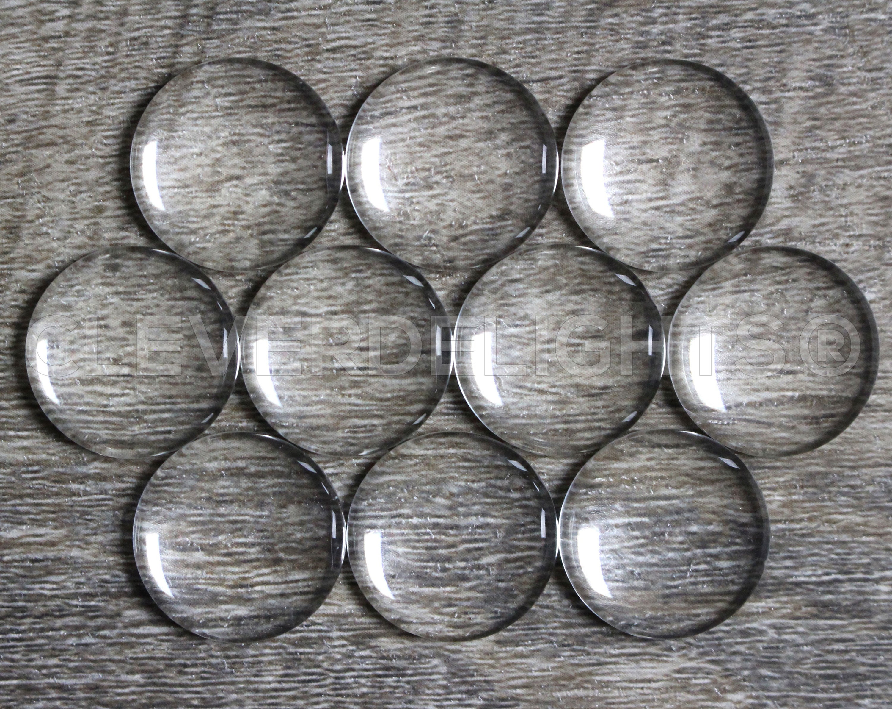 10 Pack - CleverDelights 3 Round Glass Cabochons - 5/8 Thick - Clear Magnifying Glass Dome Cabs