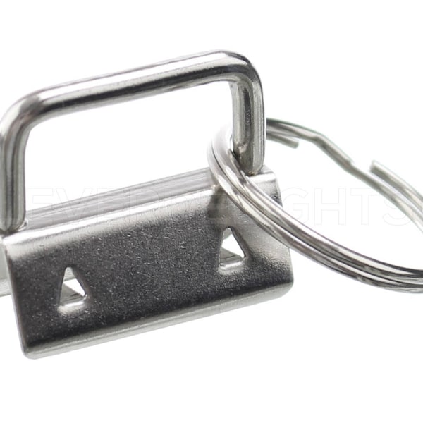 100 Sets - 1" Key Fob Hardware With Key Rings - For Lanyards Keychains Straps - Strong Silver Color KeyFob Hardware - 1 Inch - 25mm