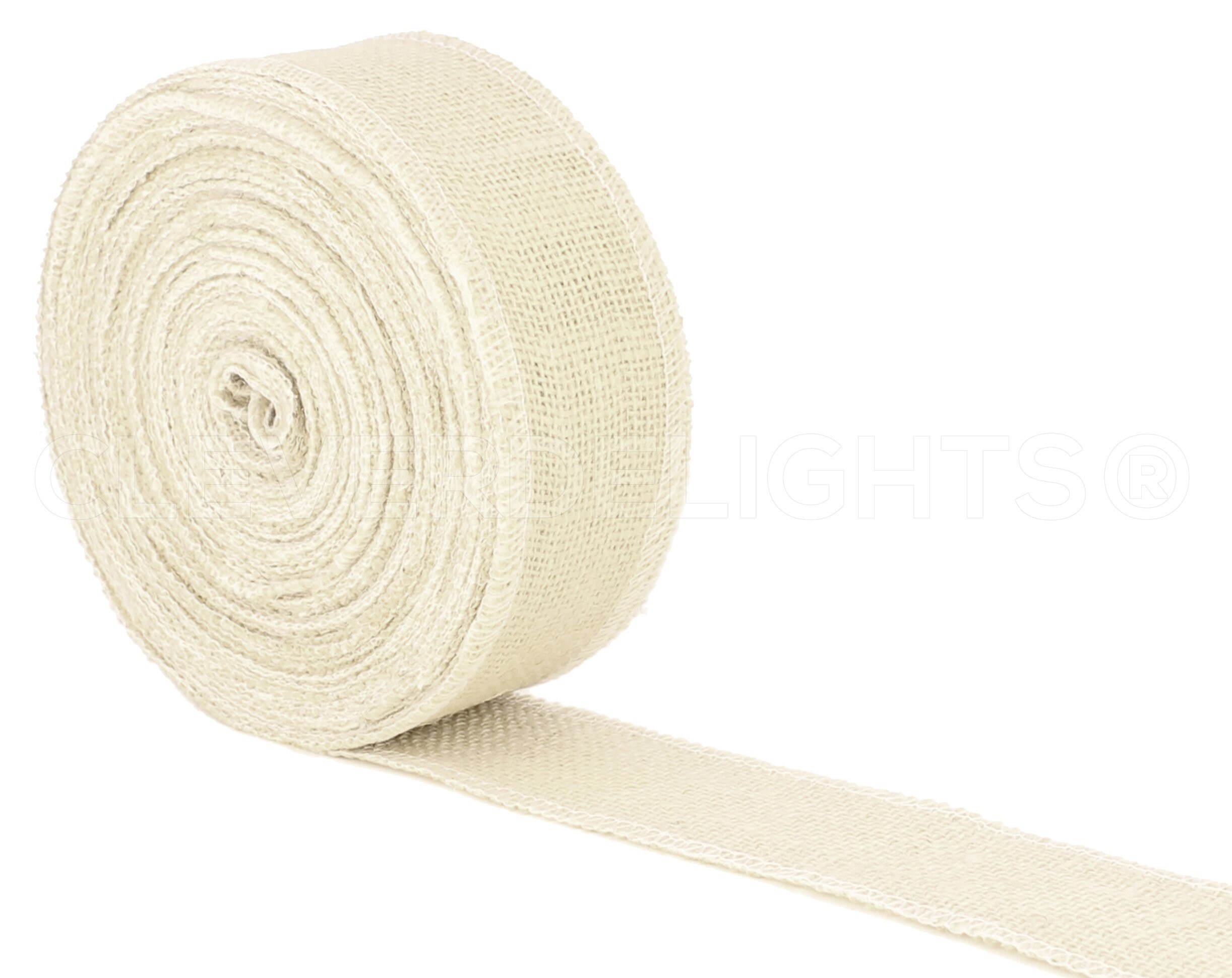 CleverDelights 4 Natural Burlap Ribbon - Wired Edges - 10 Yards