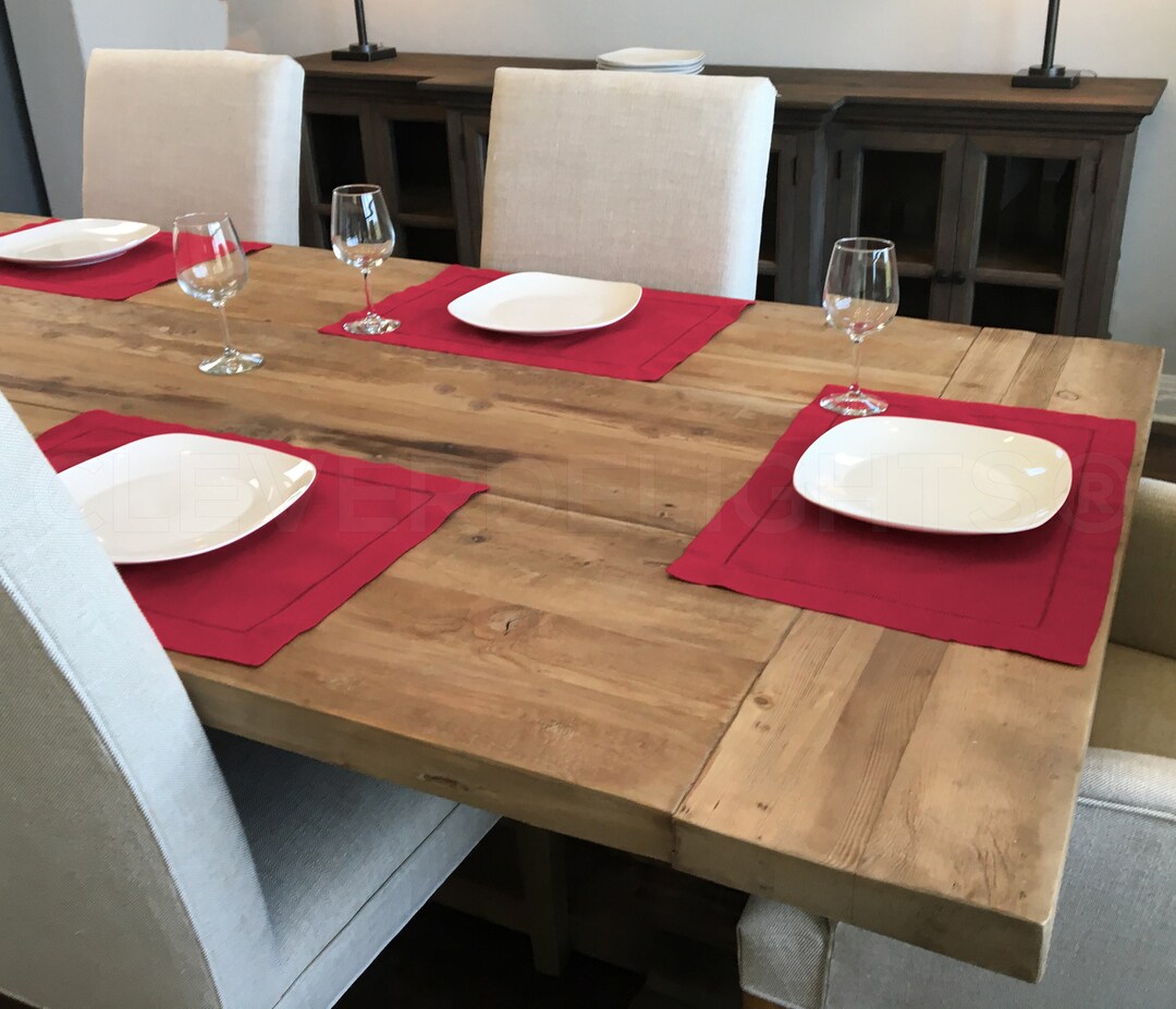 6 Pk Red Hemstitch Placemats 14 X 20 55/45 Etsy