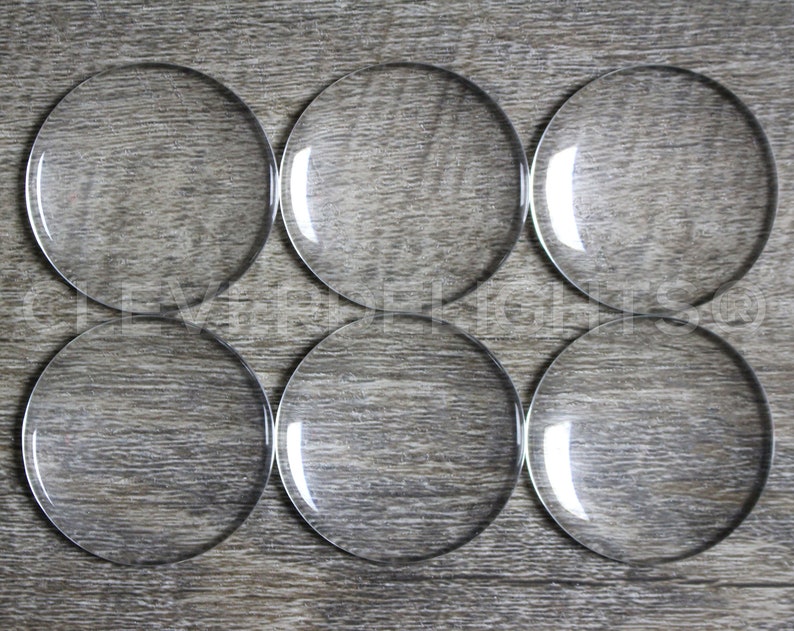 25 Pack 35mm 1 3/8 Round Glass Cabochons Clear Transparent Round Solid Glass Magnifying Cabs 1 3/8 Inch image 1