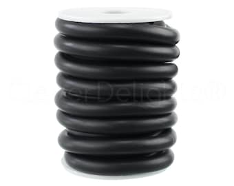 10 Ft - Solid Rubber Cord - 3/8" (9.53mm / .375 Inch) Round - Black - Premium Solid Rubber Cording - For DIY, Beading, Jewelry, Crafts