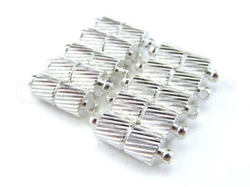 20 Clasp Converters Shiny Silver Color Spiral Etsy