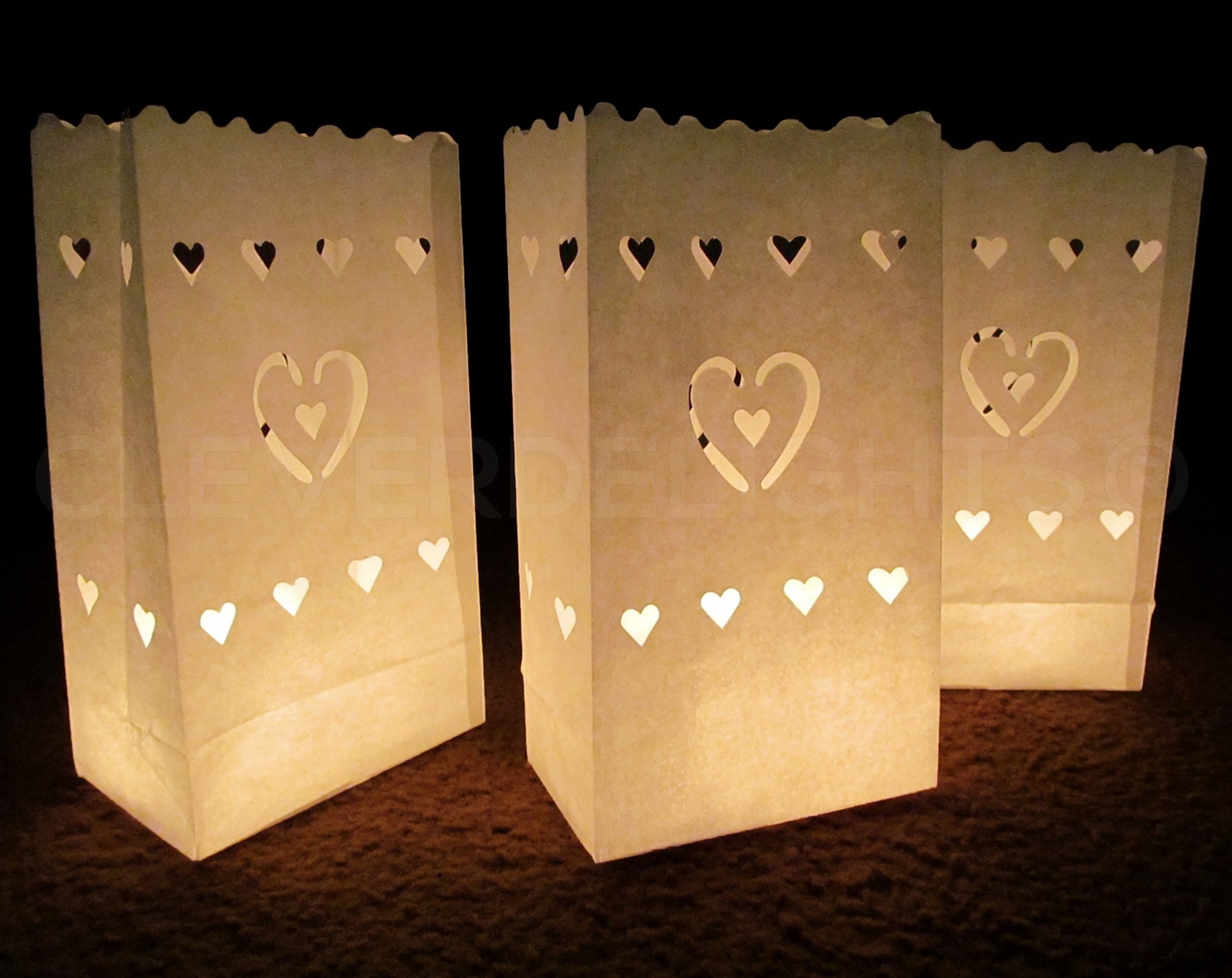 50 Luminary Bags White Center Heart Design Wedding Etsy