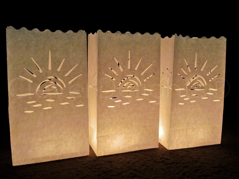 30 Luminary Bags White Sunset Design Wedding Reception Etsy