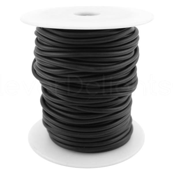 10 Yds - Solid Rubber Cord - 3mm (3/32") - Black Color - Premium Solid Rubber Cording - For Beading, Jewelry, Crafts, Necklaces