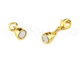 8 Sets - Magnetic Clasp Converters - Capsule Style - Gold Color - Lobster Clasp Included