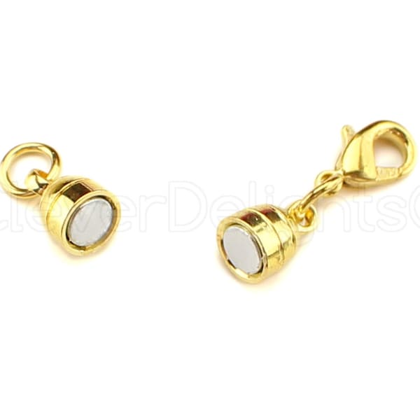 8 Sets - Magnetic Clasp Converters - Capsule Style - Gold Color - Lobster Clasp Included