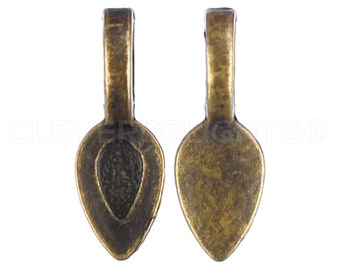 100 Pack - Antique Bronze Bails - Spoon Design - 21x8mm Glue On Craft Bails