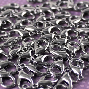 CleverDelights 16x8mm Lobster Clasps - 100 Pack - Platinum Silver For Sale Online