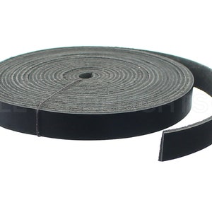 15 Feet - 1/2&quot; Black Genuine Leather Strap - 13mm Premium Cowhide Leather Flat Strip