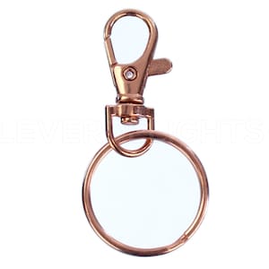 50 Sets - 1.5" Swivel Lanyard Snap Hooks + 1 3/16" Key Rings - Rose Gold Color - For ID Card Keychain - Rotating Lobster Clasp