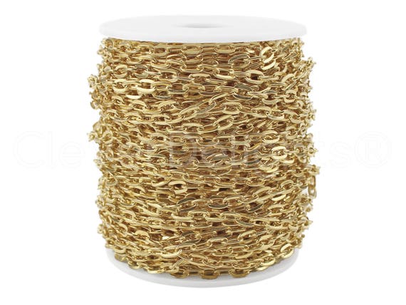 330 Feet Champagne Gold Color Cable Chain Spool 5x7mm Oval Flat Rolo Link