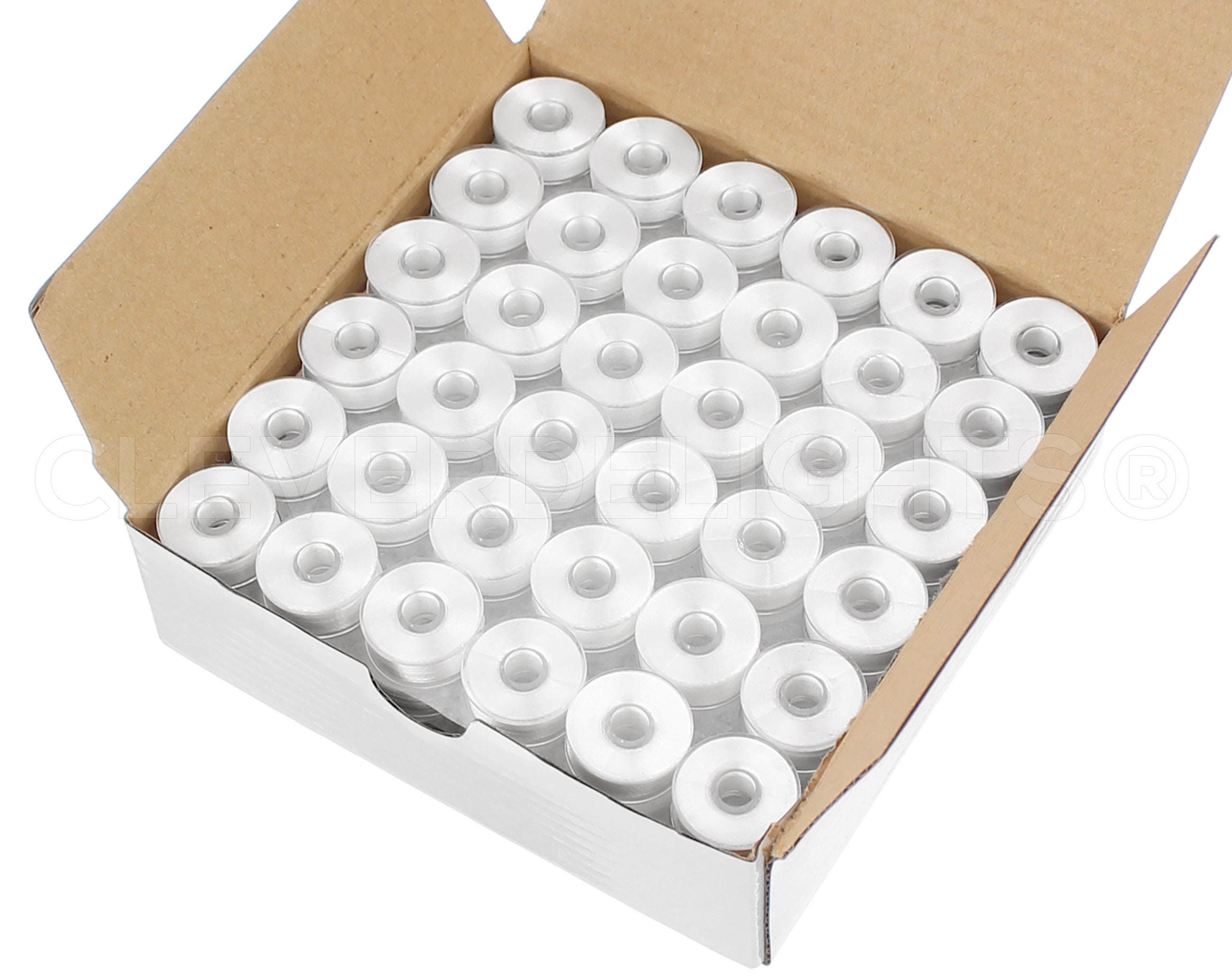 Threadart Prewound Embroidery Bobbins - 144 Count Per Box - White Cardboard  Sided - L Style - 6 Options Available