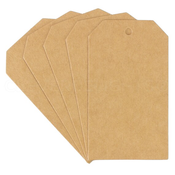 100 Pack 2 X 3.5 Kraft Brown Price Tags Paper Gift Tags 3 1/2 Inch Hang Tag  4mm Hole Luxurious 350gsm Paper Stock 