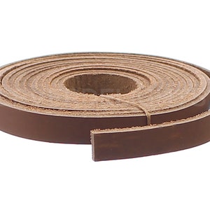 7 Feet - 3/8&quot; Brown Genuine Leather Strap - 9.5mm Premium Cowhide Leather Flat Strip