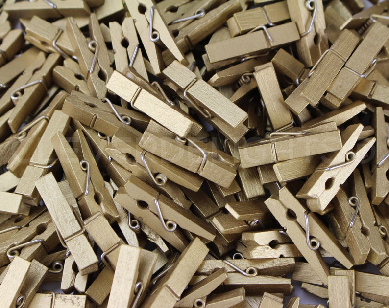 100 Pk 1 3/8 Mini Clothespins Metallic Gold Color Etsy