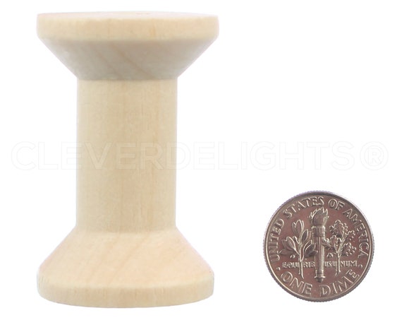 CleverDelights 4 x 1 3/4 Wood Spools - 2 Pack - Empty Craft Spools