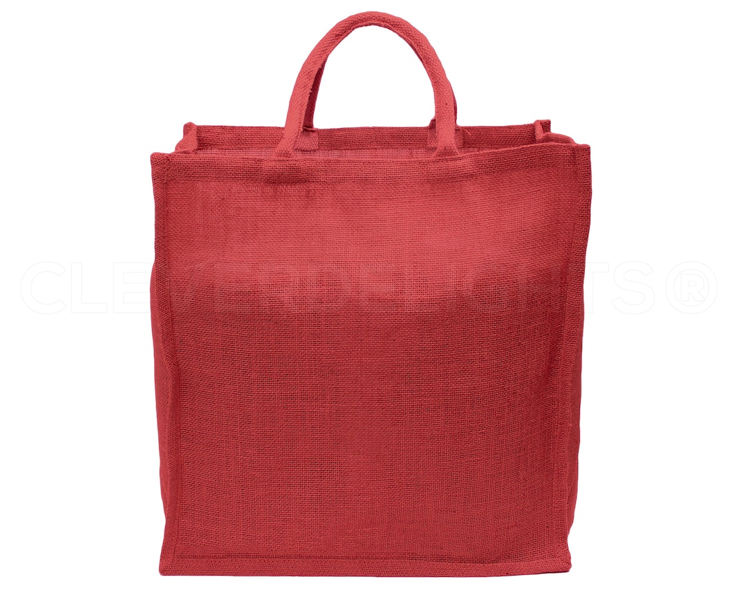 5 Pk Red Burlap Shopping Bag 16 x 17 x 8 Premium Jute Burlap Christmas Holiday Gift Tote Sack Soft Webbed Cotton Handles Etsy