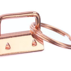 50 Sets - 1" Key Fob Hardware With Key Rings - Rose Gold Color - For Lanyards Keychains Straps - KeyFob Hardware - 1 Inch - 25mm