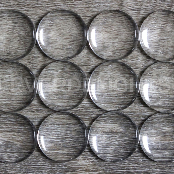 100 Pack - 18mm (11/16") Round Glass Cabochons - Clear Transparent Round Solid Glass Magnifying Cabs - 11/16 Inch