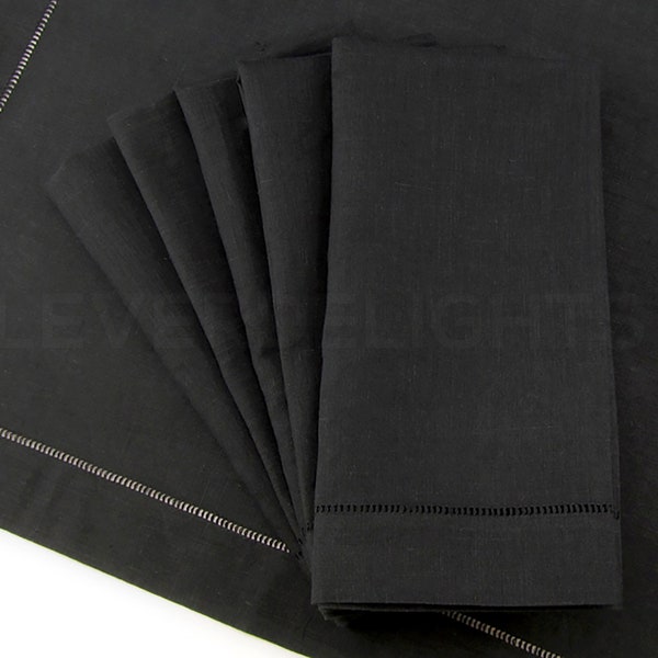 Black Linen Napkins Etsy