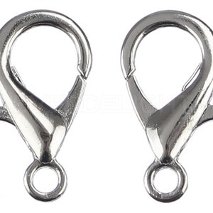 50 Pcs - 21x12mm Lobster Clasps - Platinum Color - Jewelry Findings - Lobster Claw Clasp Connector - Wholesale Lot - 5/8 Inch