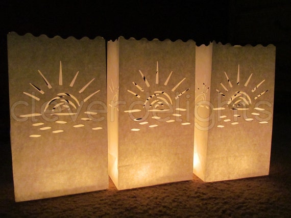50 Luminary Bags White Sunset Design Wedding Reception Etsy