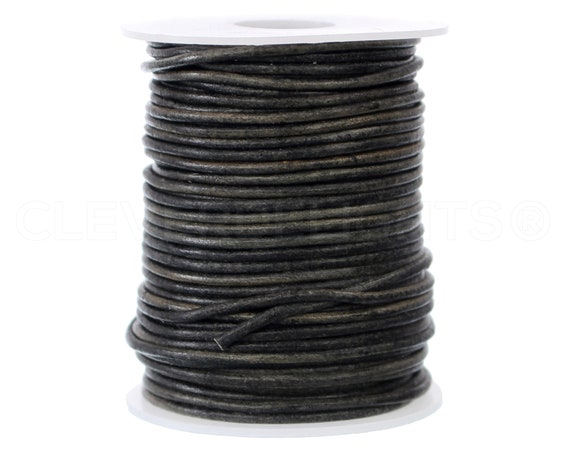 27 Yds 1.5mm Distressed Black Leather Cord 1.5mm Round Genuine Leather  Cording 25 Meters DIY Jewelry Lacing Crafts 