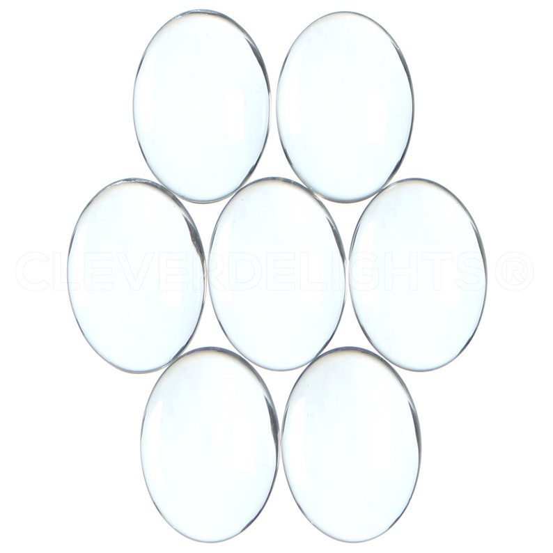50 Pack 18x25mm Oval Glass Cabochons Clear Transparent Solid Glass Magnifying Cabs 3/4 x 1 image 2