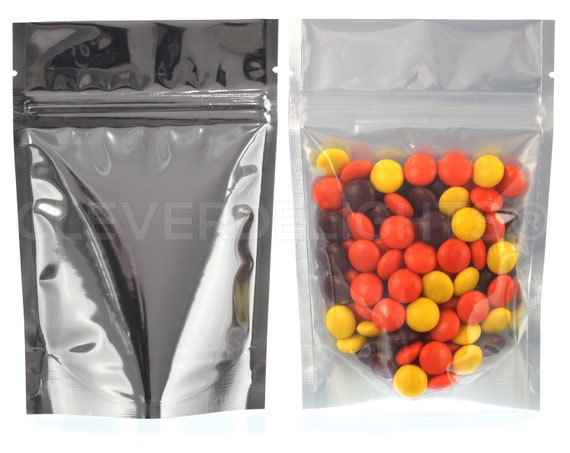 Resealable Ziplock Bag CleverDelights Gold//Clear Stand-Up Pouches 25 Pack 4 x 6 x 2-2oz