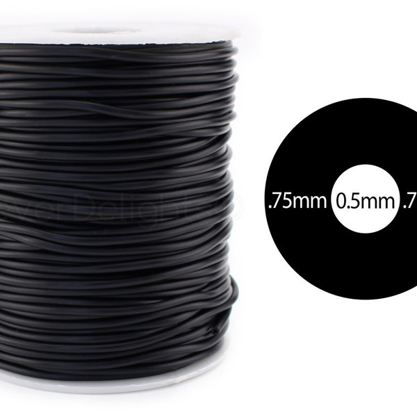 30 Ft - Black Rubber Cord - 2mm (1/16") - Hollow Rubber Tubing - 1/16" OD x 1/64" ID - For Beading, Jewelry, Repairs - Premium Rubber Tube