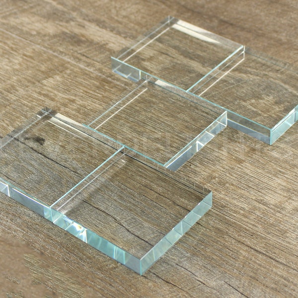3" Square Glass Tile - Clear Transparent Tiles - Solid Glass Tiles - 5/8" Thick  - 3 x 3 x 5/8 Inch