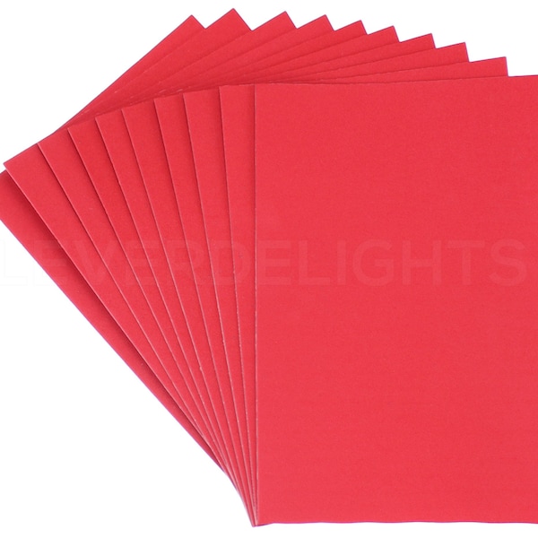 10 Pk - 8" x 12" Foam Sheets - Red - Self Adhesive - Large Sticky Back Craft Sheet Pads - 8x12 Inch