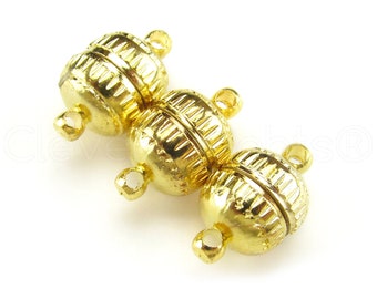 50 Sets - Magnetic Clasp Converters - Gold Color - Deco Drum Style