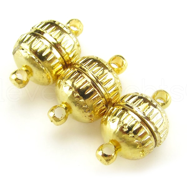 50 Sets - Magnetic Clasp Converters - Gold Color - Deco Drum Style