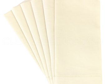 12 Pack - 20" Cream Hemstitch Dinner Napkins - 55/45 Linen/Cotton Blend - Ladder Hemstitch Cloth Napkins - Embroidery Supplies - 20" x 20"