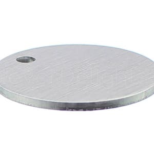 25 Pk - 1" Aluminum Stamping Blanks - 14 Gauge (.063") - 1 Inch Diameter - Raw Brushed Finish - 3mm Hole - Round Circle Disc Tags Blank