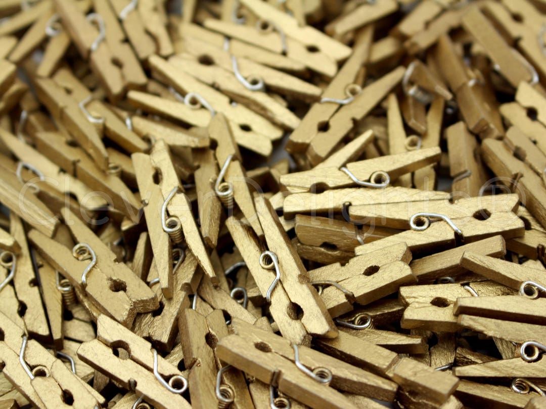 100 Pk 1 1/8 Mini Clothespins Metallic Gold Color Etsy