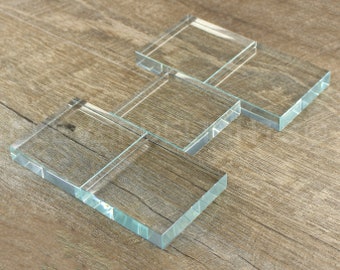 20 Pk - 3" Square Glass Tiles - Clear Transparent Tiles - Solid Glass Tiles - 5/8" Thick  - 3 x 3 x 5/8 Inch