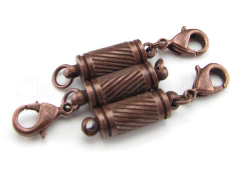 20 Magnetic Clasp Converters Necklace Deco Drum Style Antique Copper Color