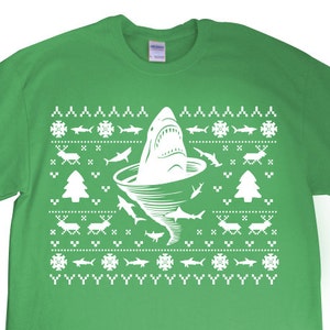 Shark Tornado Inspired "Ugly Christmas Sweater Shark Tornado" Unisex Shirt for Christmas, Holidays, Party, Barcrawl, Boyfriend, Girlfriend