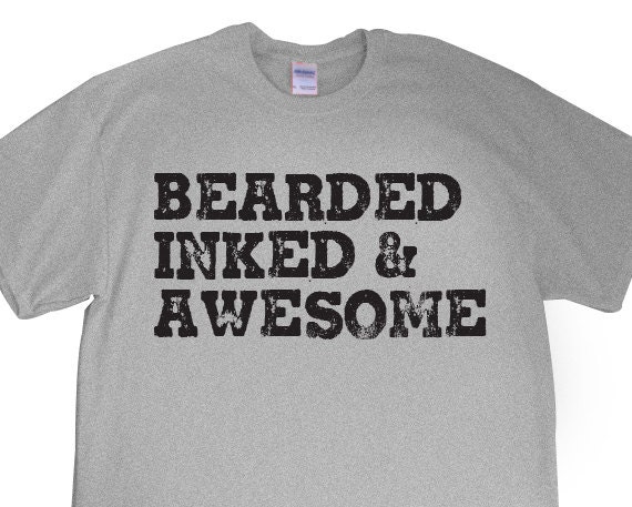 New bearded Inked & Awesome Mens T-shirt for Beard | Etsy