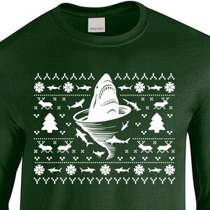Shark Tornado Inspired "Ugly Christmas Sweater Shark Tornado" Unisex Longsleeved Shirt for Christmas, Holidays, Party, Barcrawl, Office Part